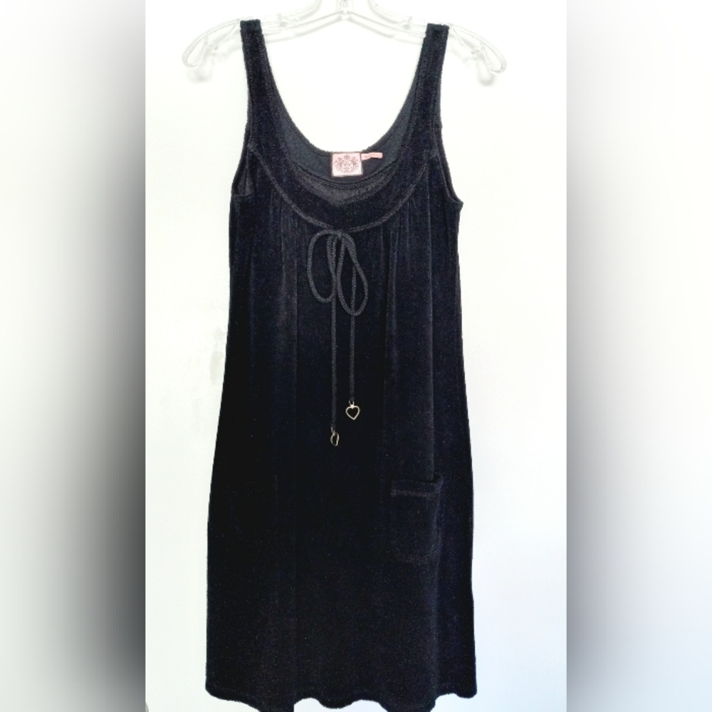 JUICY COUTURE Vintage Black Terry Swim Cover-up Dress with Pockets Size Small